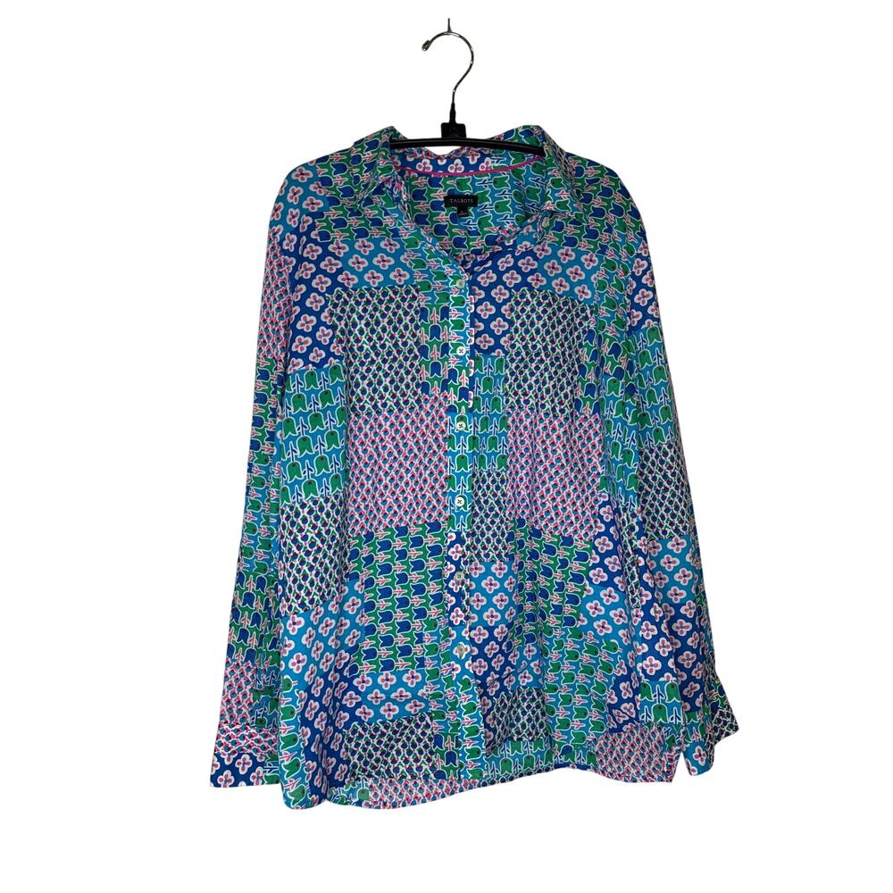 Talbots Floral Tulip Patchwork Colorful Long Slee… - image 1